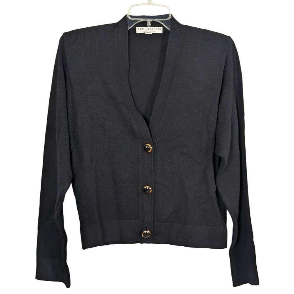 Vintage‎ ST. JOHN separates black with gold black buttons long sleeve Cardigan L